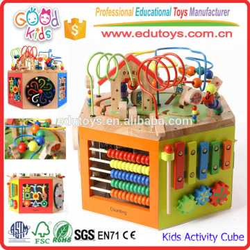 Kindergarten Toys Wooden Activity Cube, 7-in-1 Kids Activity Center for Children Ages 1 to 3